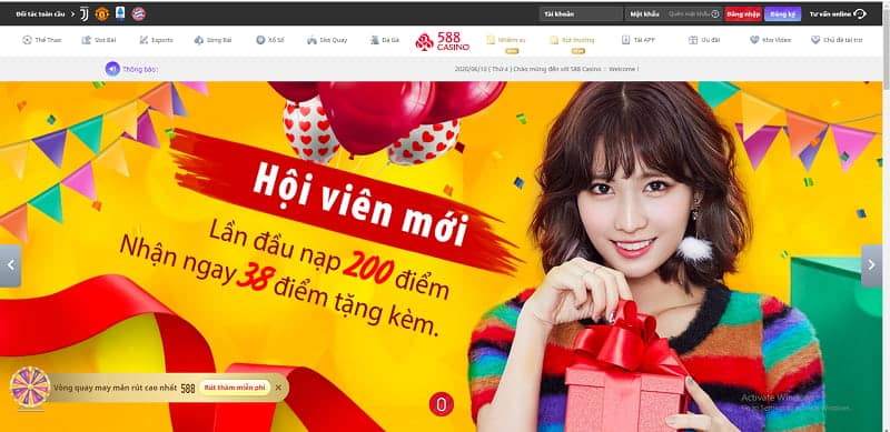 Website thiết kế hiện đại của 588casino